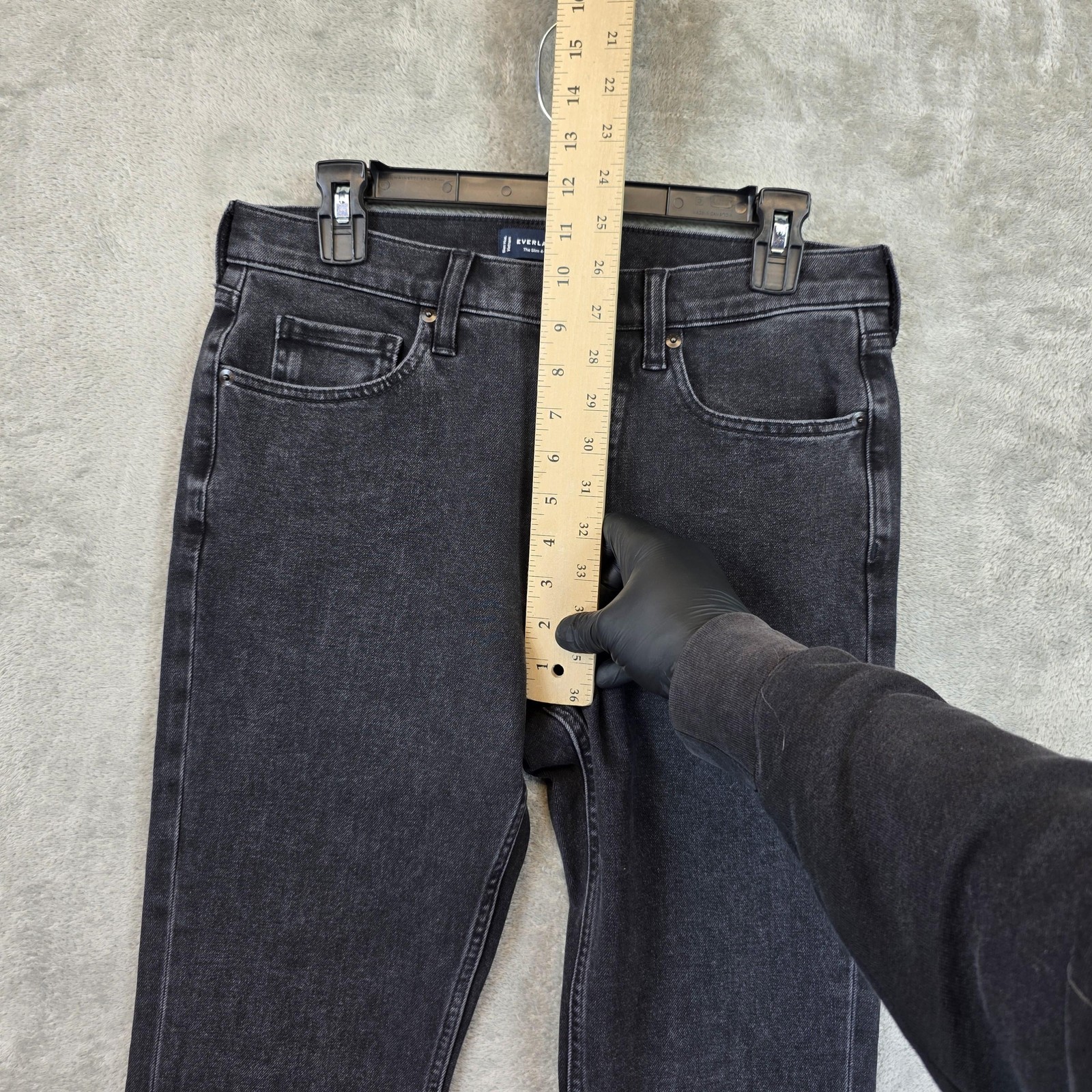 Everlane Uniform Jeans Mens 31×30 Black Charcoal Wash Slim Stretch Organic Denim
