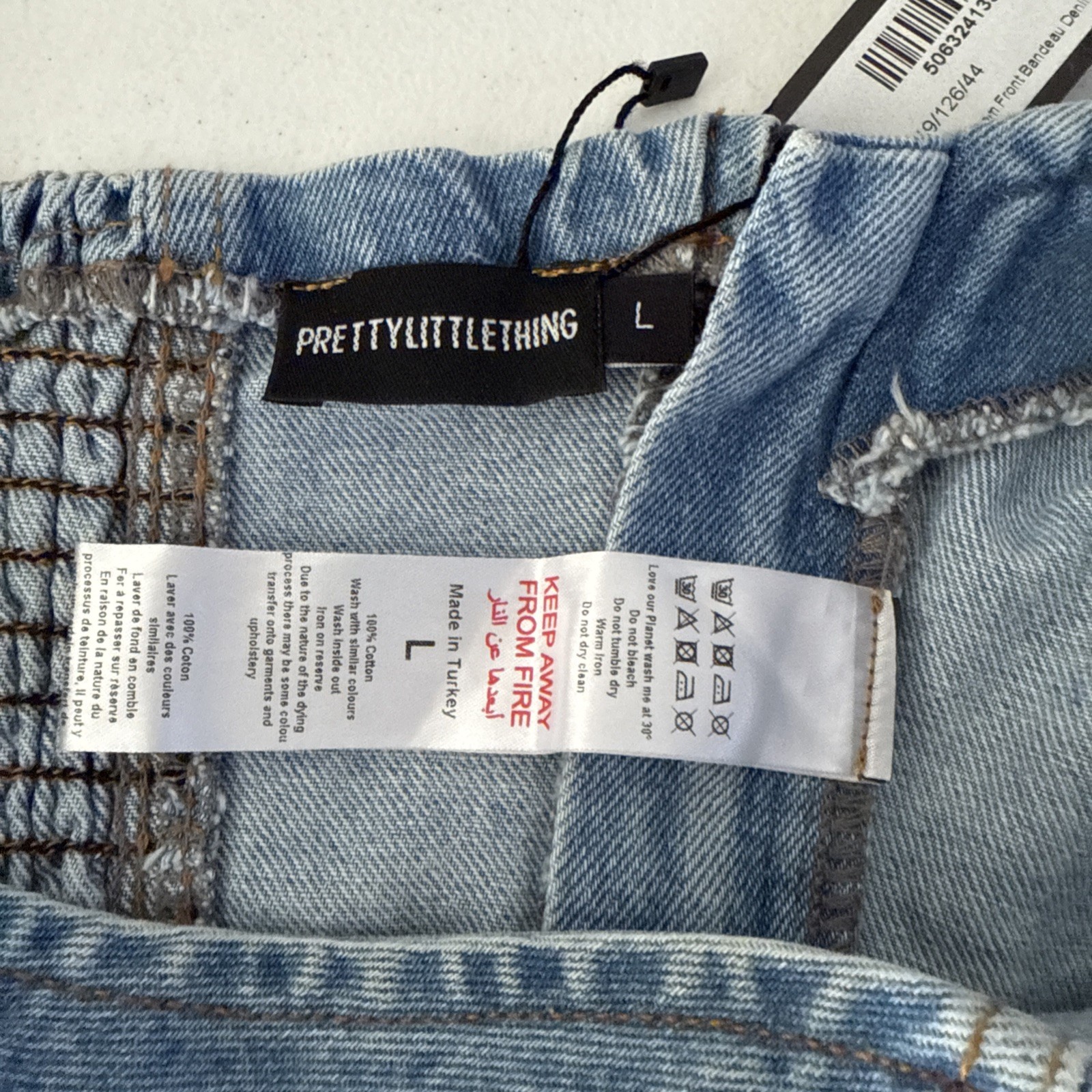 PRETTY LITTLE THING WOMENS LARGE DENIM BUSTIER TOP SWEET HEART WESTERN COQUETTE