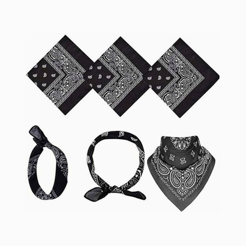 1-2Pcs Bandana 100% Cotton Paisley Print Double-Sided Scarf Head Neck Face Mask