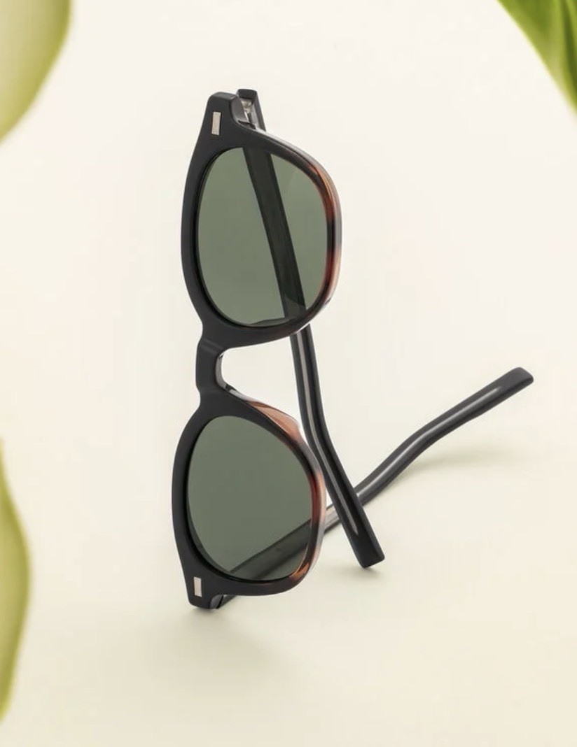 PSC Ean Sunglasses Black Tortoise Green Lens UV400 w/ Case New