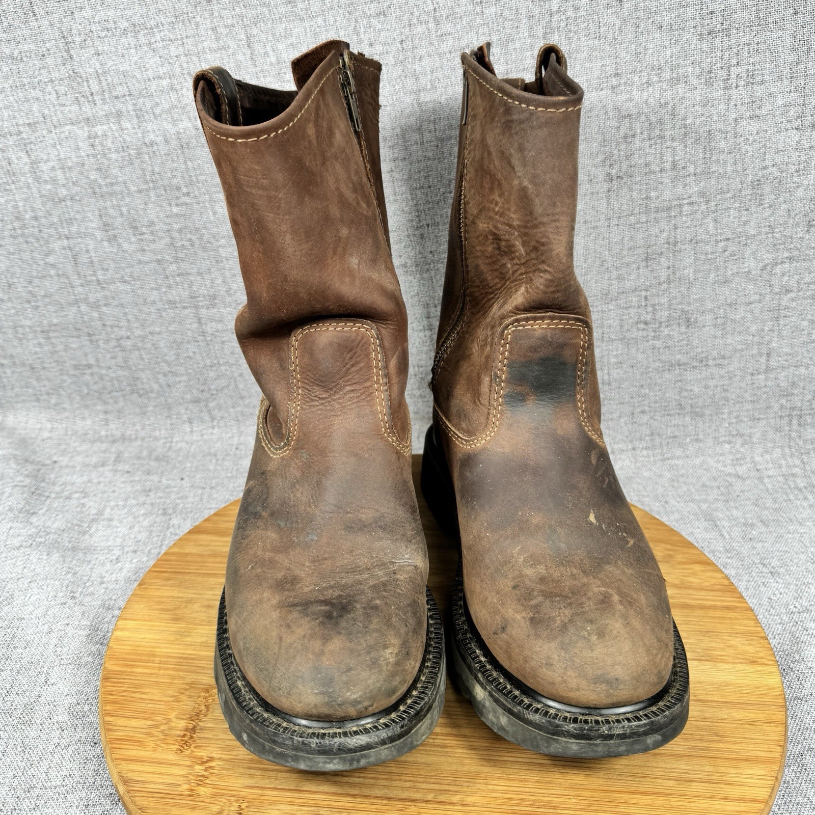 Wolverine Wellington Boots Mens 8 M Pull On Brown Leather Work Soft Toe W04727
