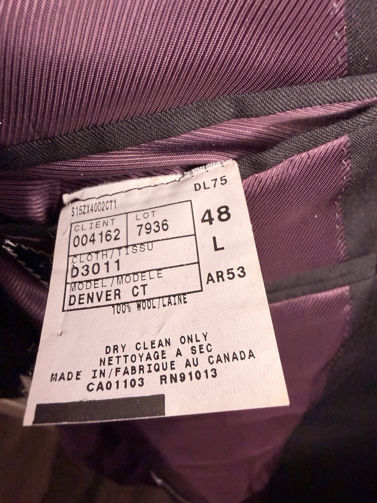 Daniel Cremieux Collection Loro Piana Black Wool Twill Blazer 48L Purple Lined