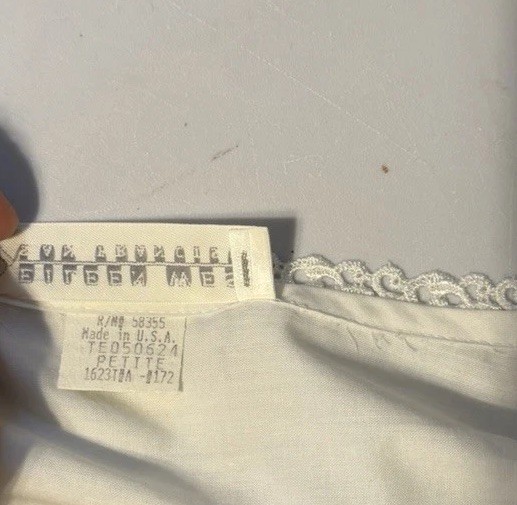 New Eileen West 100% Cotton Nightgown P White Long Sleeve Prarie 53” USA NWT