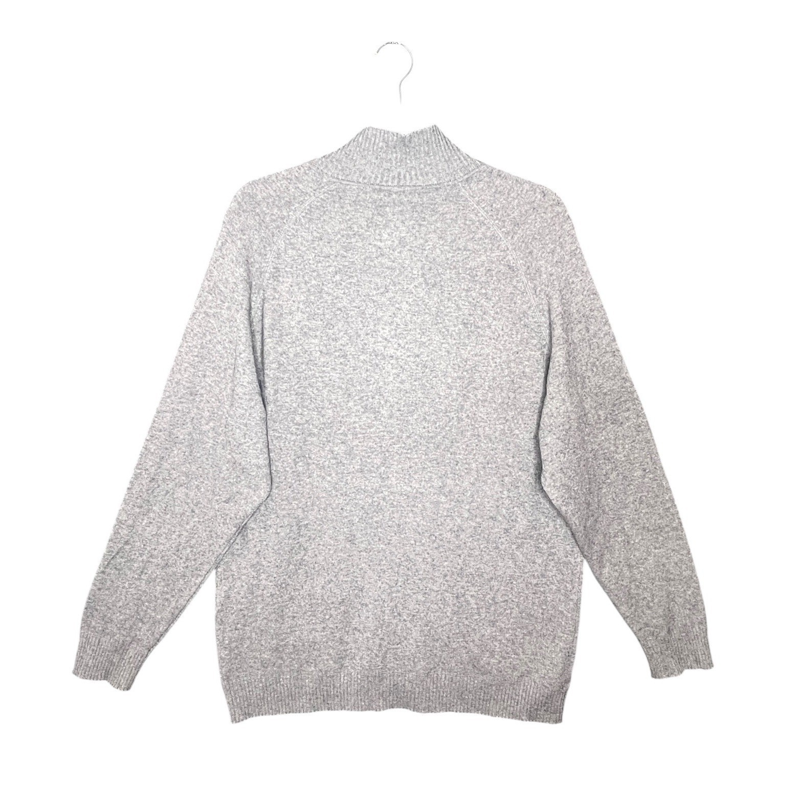 Chicos Silk Cashmere Blend Gray Snap Mock Neck Sweater Womens Size 2 L Neutral