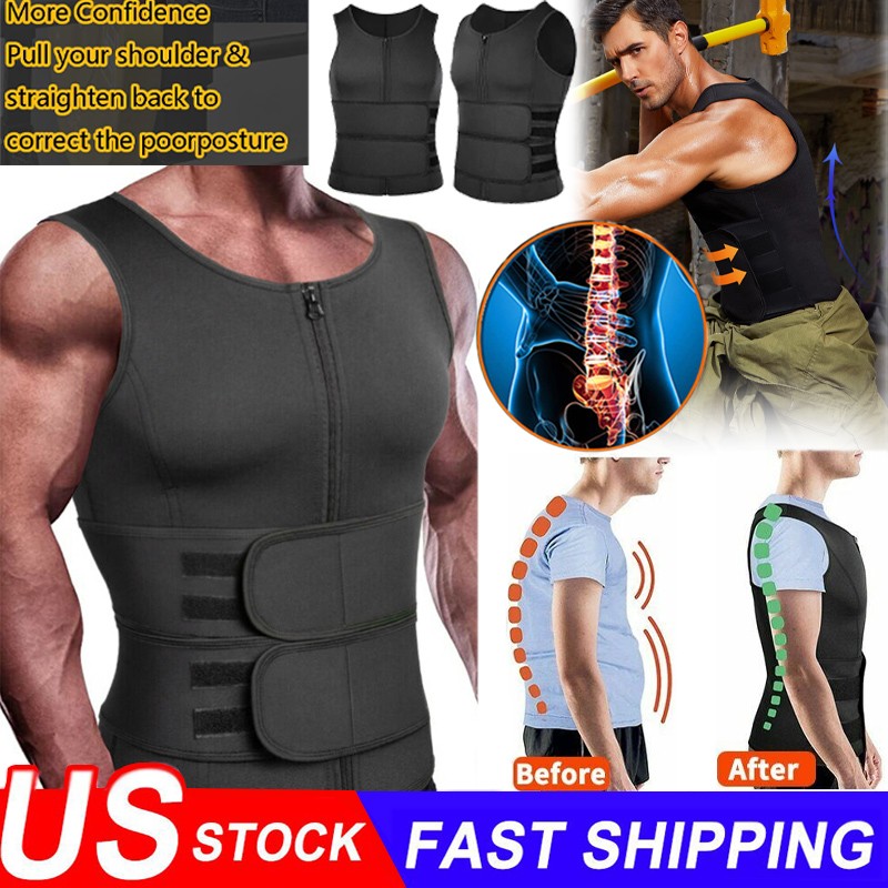 Mens Slimming Body Shaper Belly Chest Compression Vest Girdle T-Shirt Tank Top