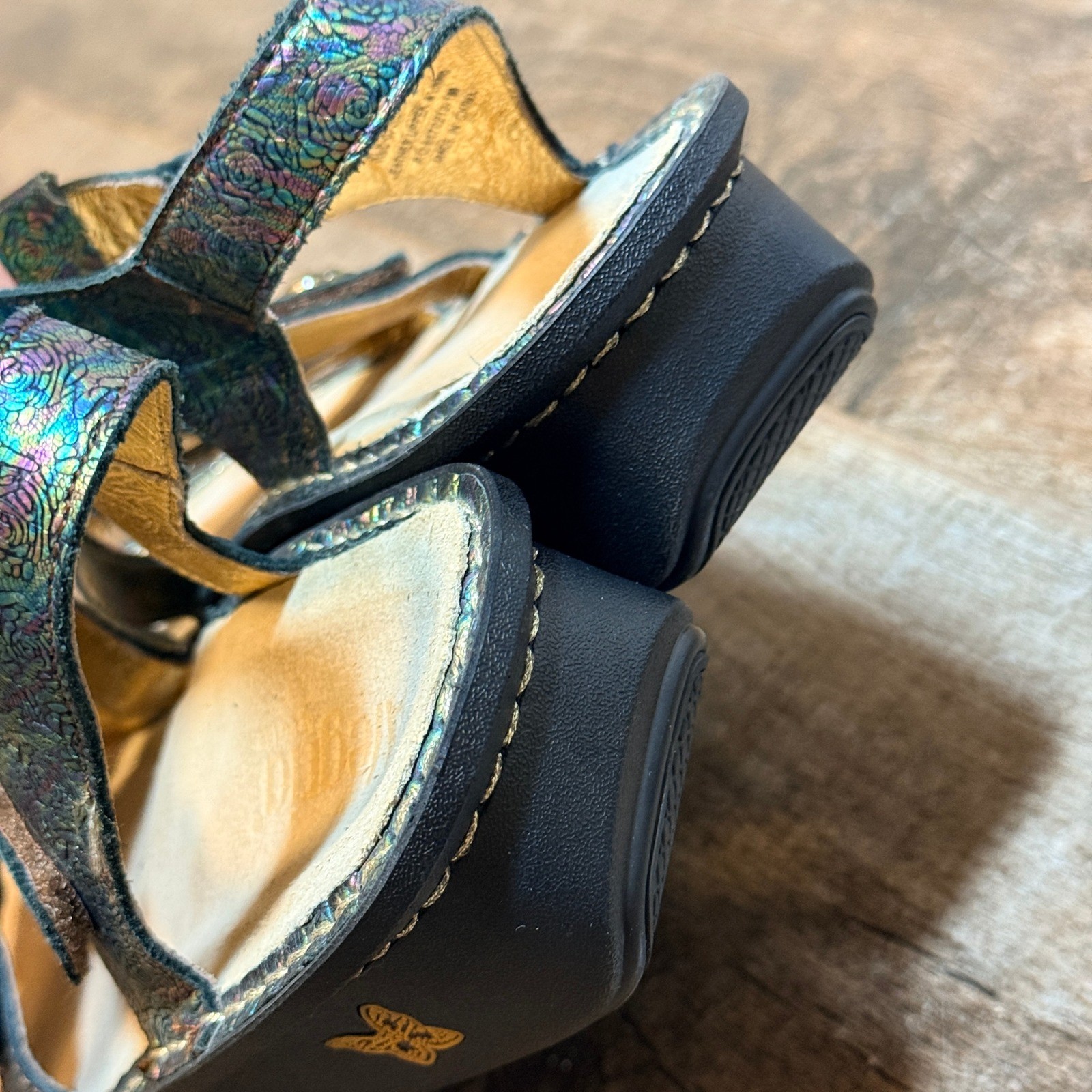 Alegria Kleo Iridescent Floral Leather Gladiator Sandals, Multi,41 (10.5/11)