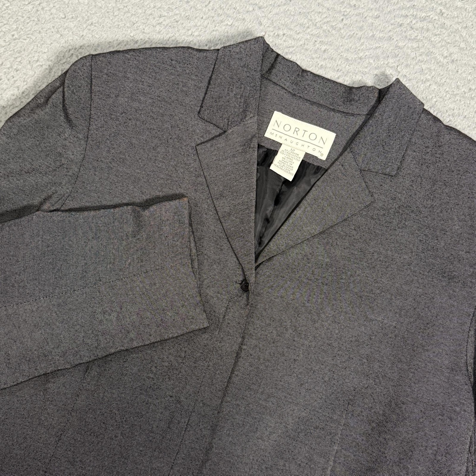 Vintage Norton McNaughton Blazer Womens 12 Gray Rayon Lined Work Office Jacket