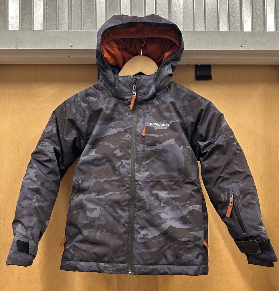 Patagonia Snowshot Jacket Boys XS 5-6 Camo H2N0 Parka Coat Hooded Insulated