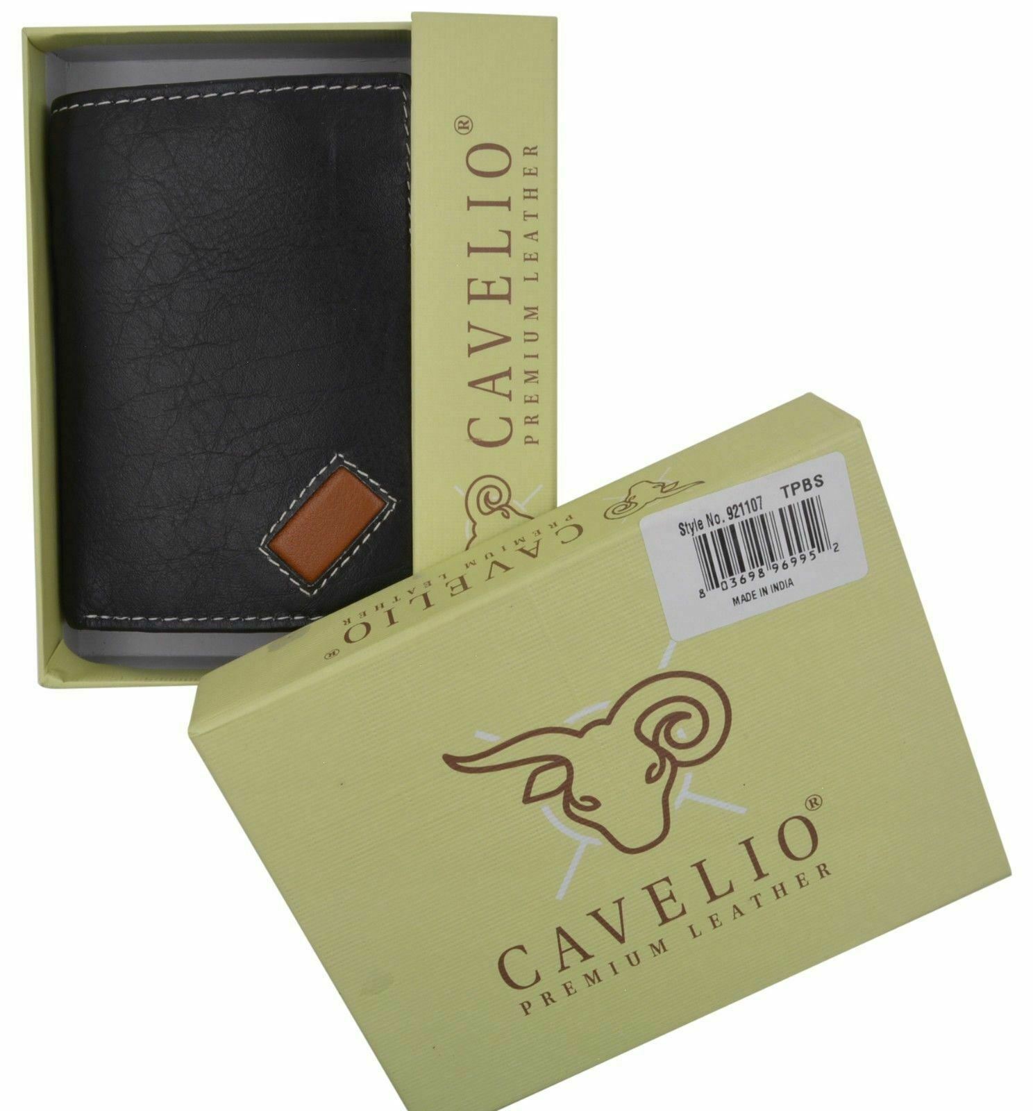 Trifold Mens Premium Leather Credit Card ID Holder w/ Bill Pockets Black Wallet