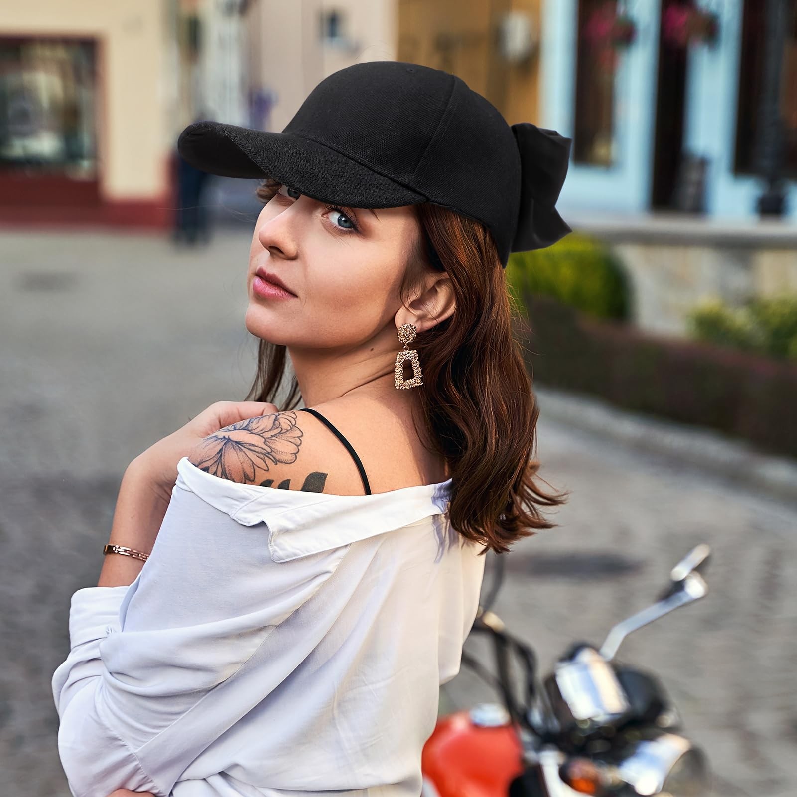 Hercicy Bow Tie Baseball Cap for Women Coquette Cute One Size, Black