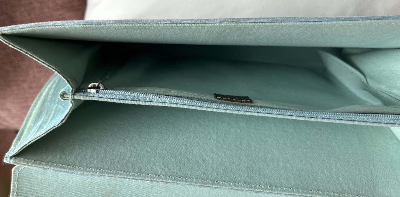 Embroidered Clutch Evening Bag Tiffany Blue Satin Aarong