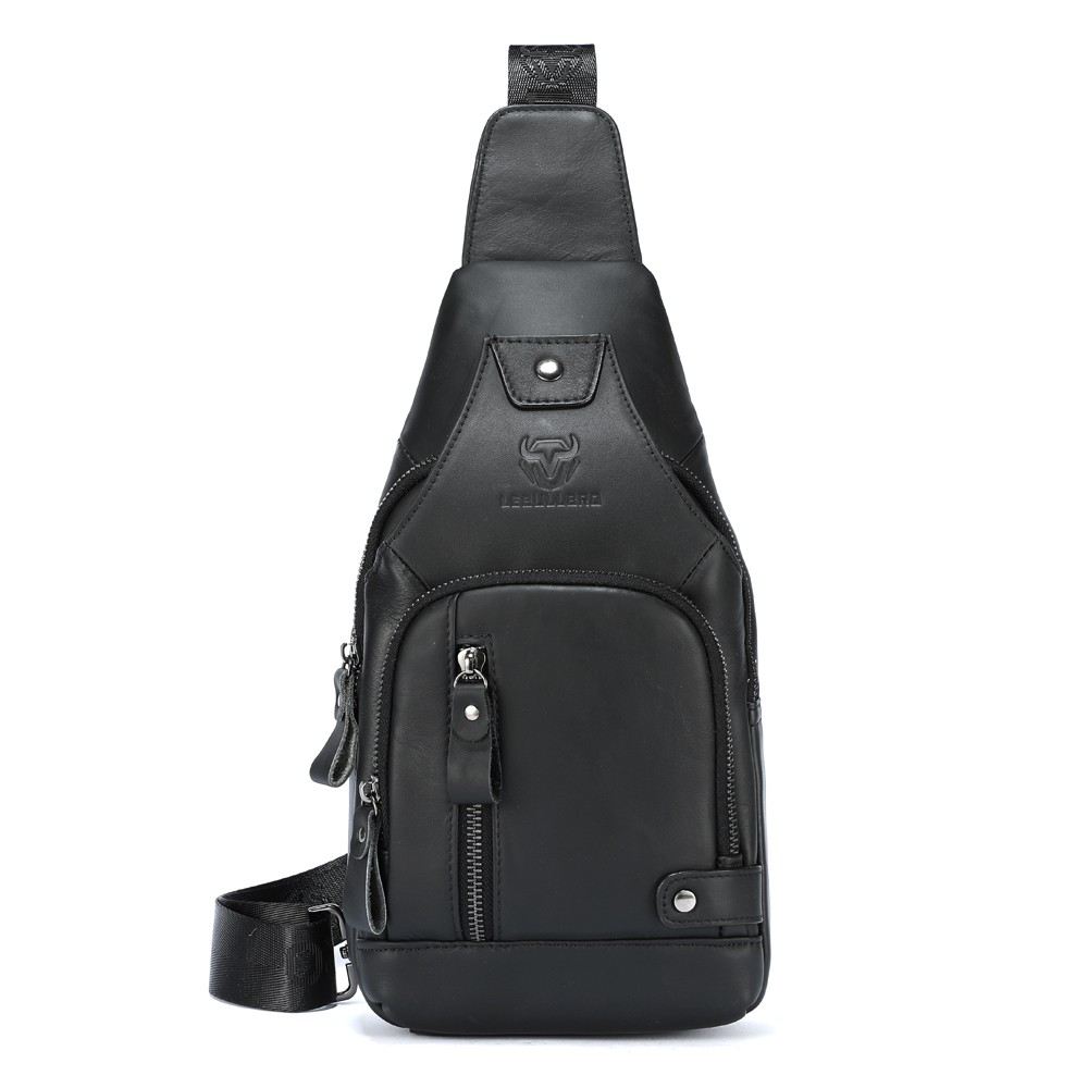 Men Sling Backpack Chest bag Crossbody Bag 100% Genuine Leather Shoulder Bag NEW