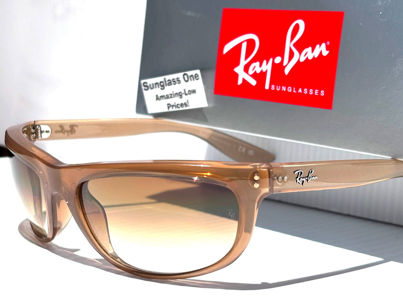 Ray Ban BALORAMA Opal Light Brown GRADIENT Brown Lens Sunglass RB 4089 6789/51