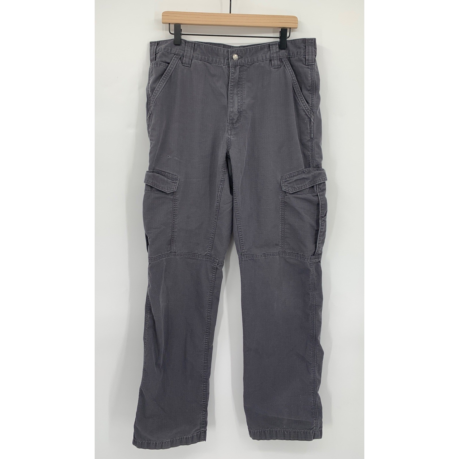 Carhartt Pants Mens 36×36 Gray Ripstop Force Relaxed Fit Distressed