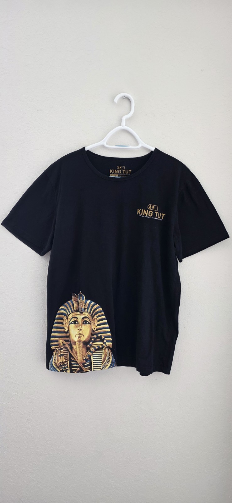King Tut Tutankhamun Pharaoh Graphic T Shirt Black Cotton Egypt Size L