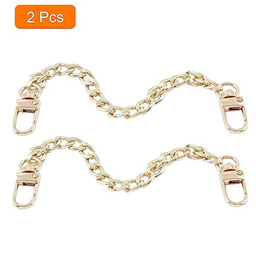 Hitefu 2PCS Purse Chain Strap, Gold Metal Flat Chain Replacement 7.87 Inch