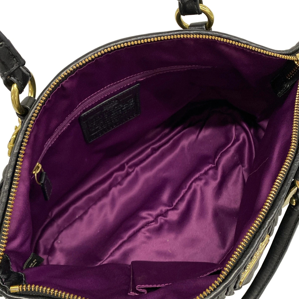 COACH Madison Gathered Leather Sophia Satchel 15942 Black Leather Handbag