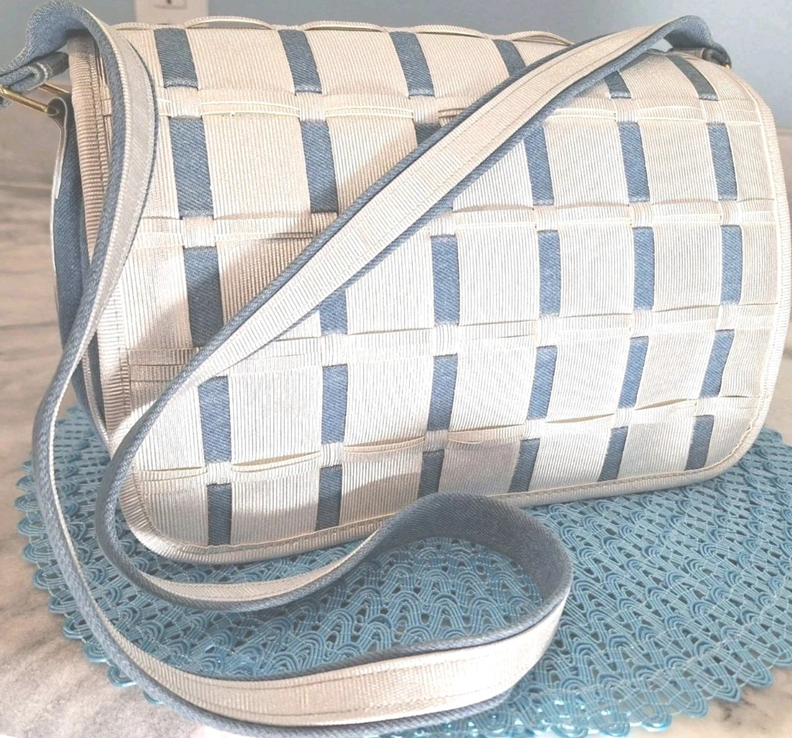 TangoBag Denim/Canvas Silver Organizer Multi Pocket Crossbody Handbag