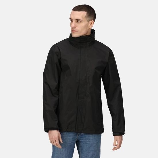 Regatta Ardmore black men’s waterproof mesh-lined peach-finish jacket #TRW461