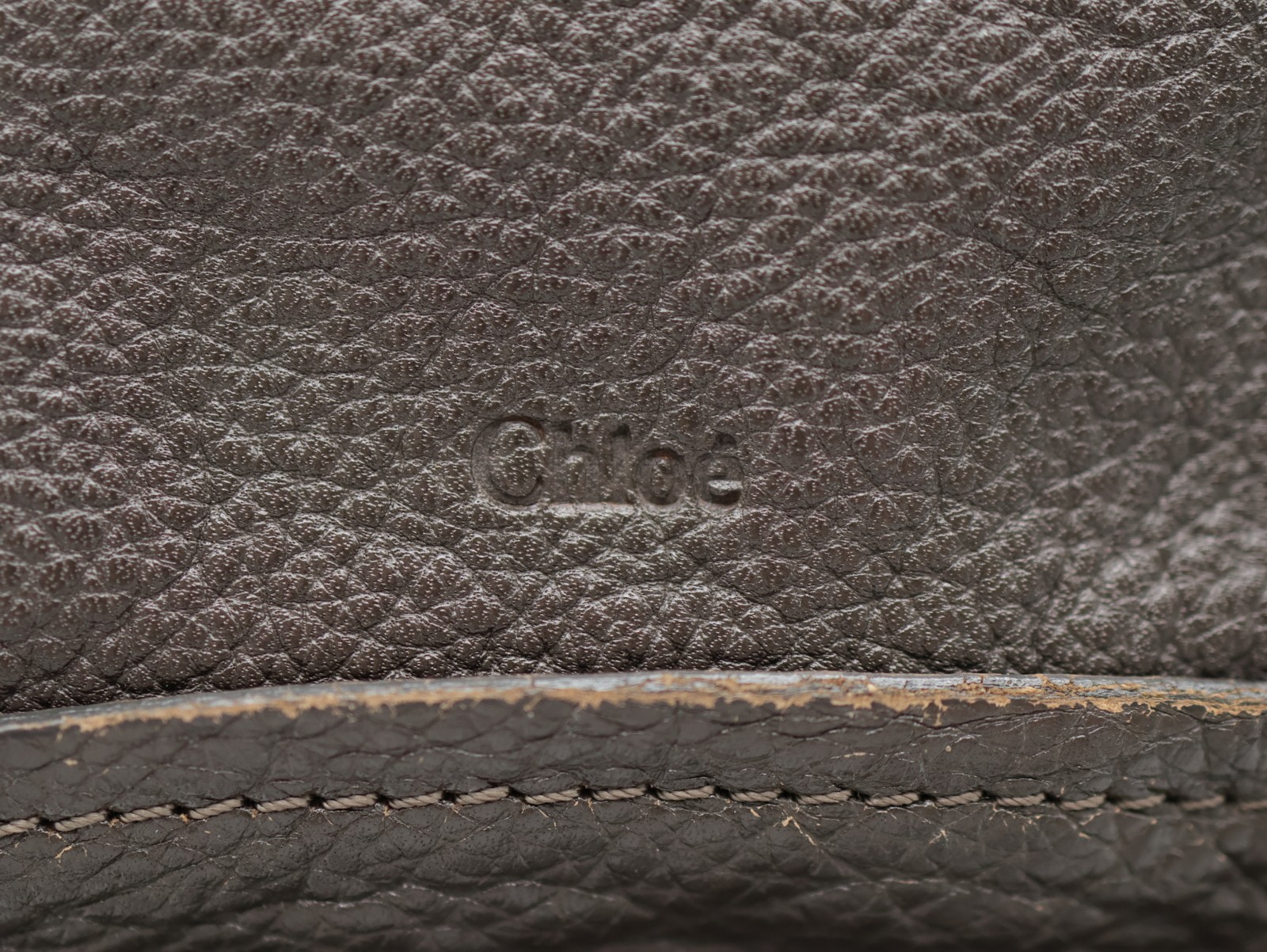 Chloe Paraty Hand Bag Gray Leather Authentic
