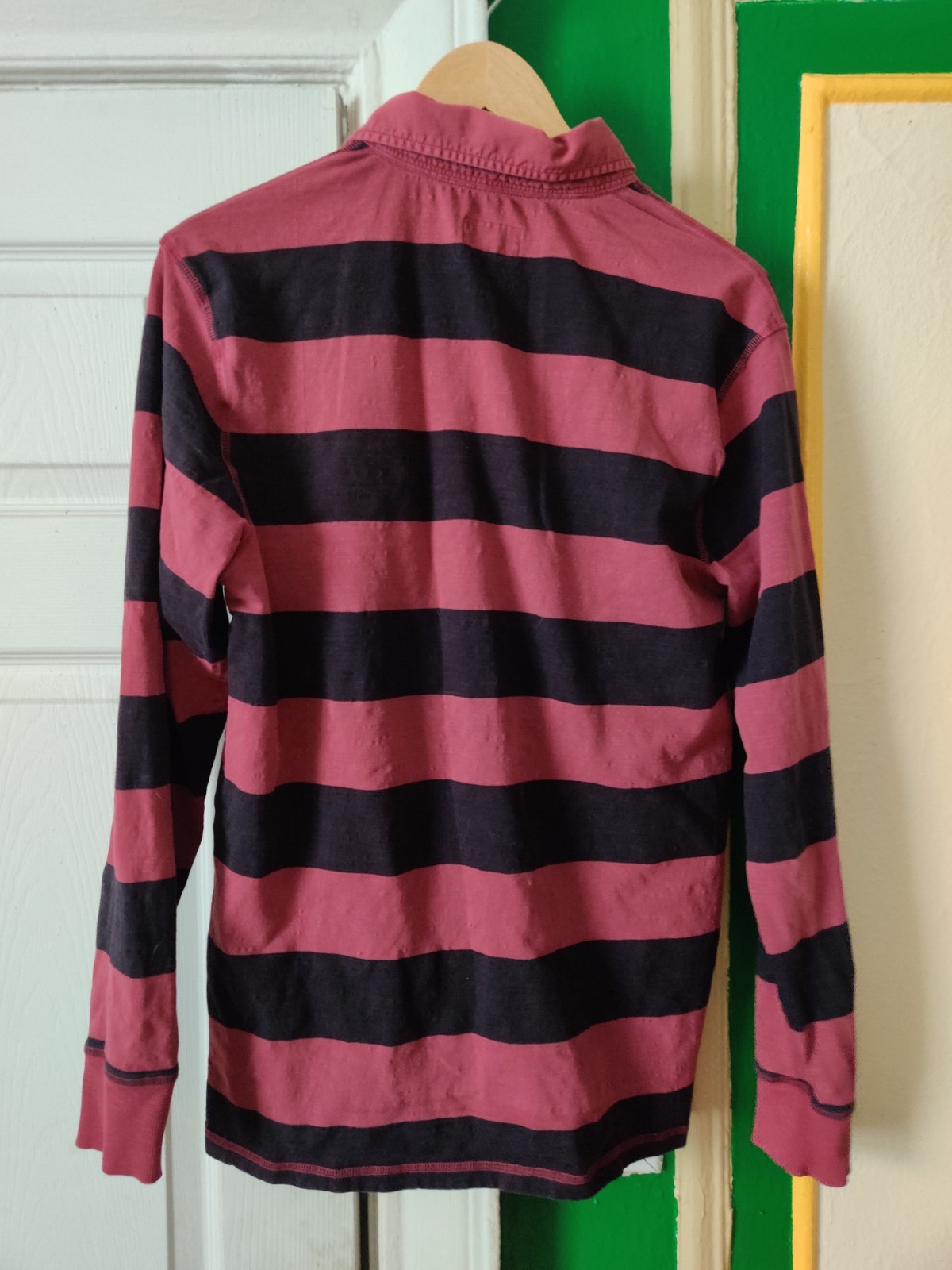 Jachs rugby striped shirt M crimson and black stripes