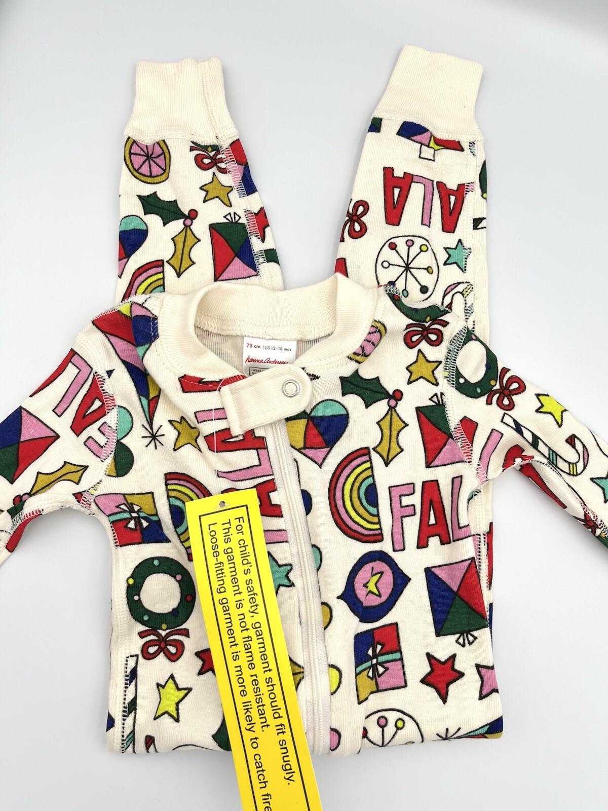 HANNA ANDERSSON FALALA CHRISTMAS PAJAMAS BABY 12-18 MO NEW SLEEPER 75 CM HOLIDAY