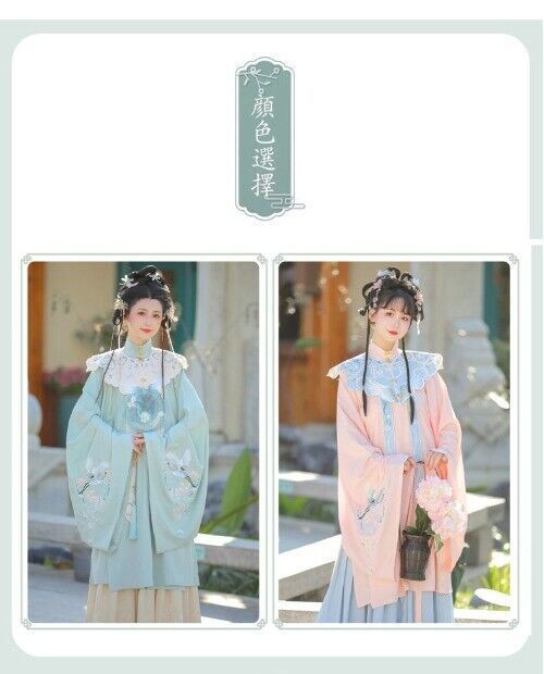 Chinese Style Ming Dynasty Cloud Shoulder Stand Collar Long Shirt Pleated Dress