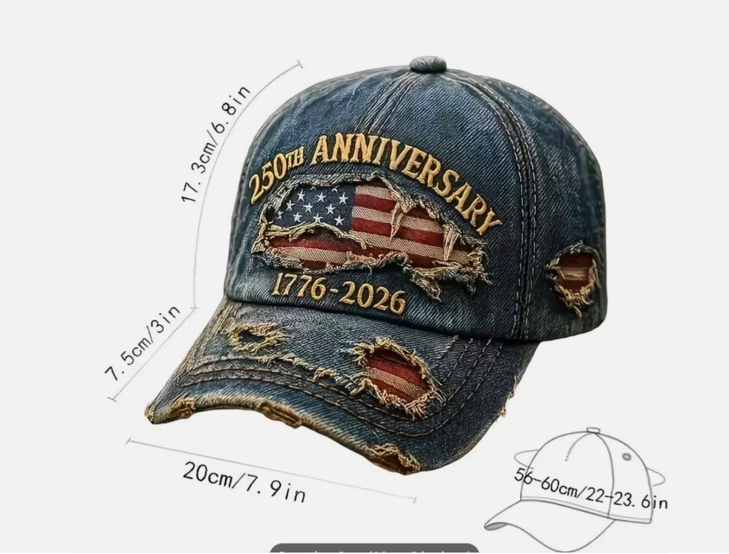 Cap USA 250th Anniversary American Independence Distressed Veteran Owned Hat