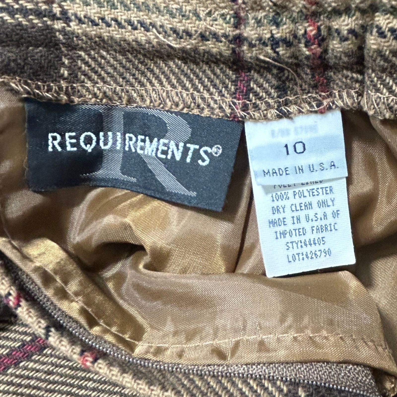 Requirements Plaid Fringe Skirt Womens 10 Brown Wool Blend Academia