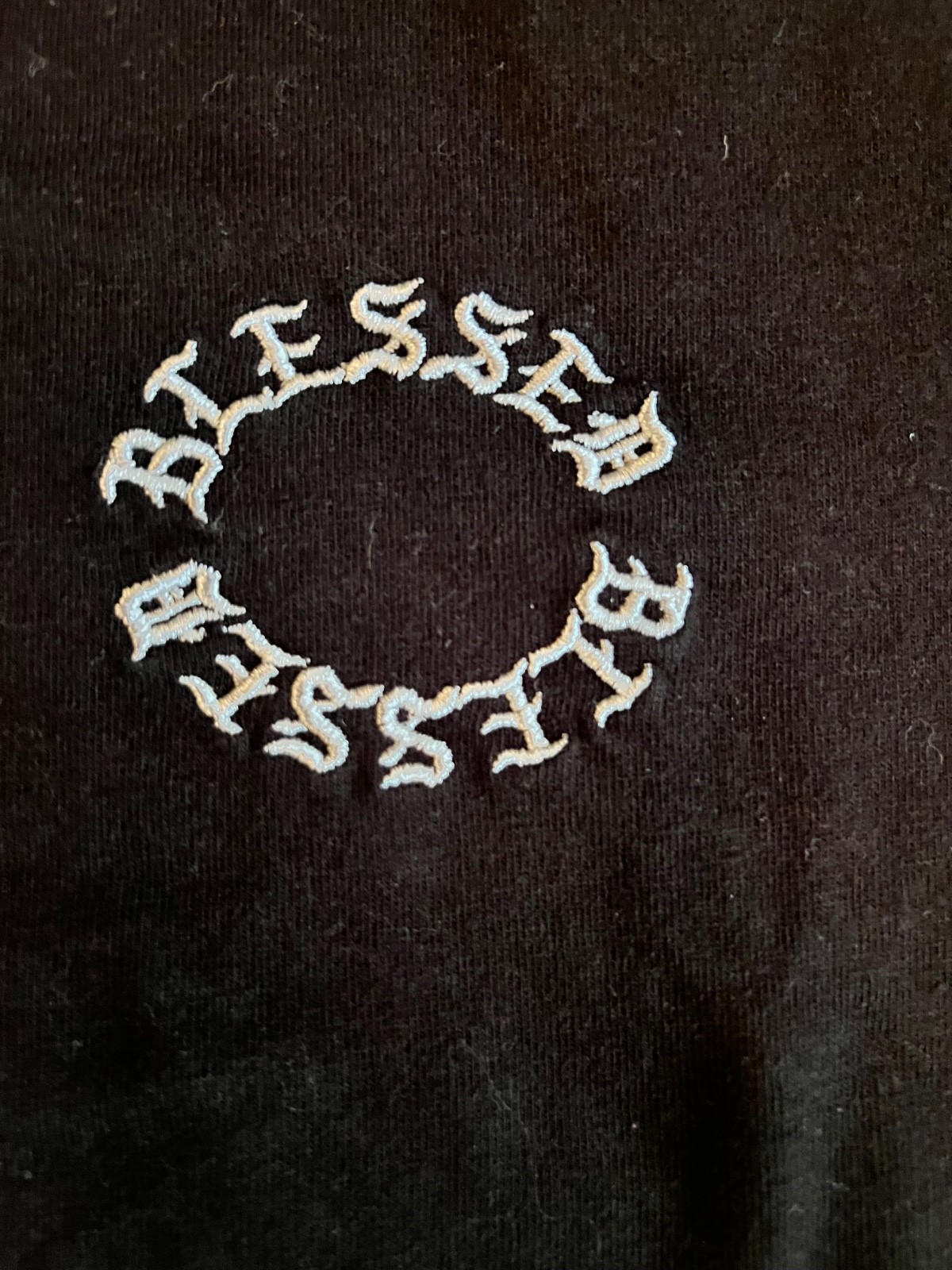 WXYZ MFG CO Black “Blessed” Embroidered Streetwear Graphic Tee Size M