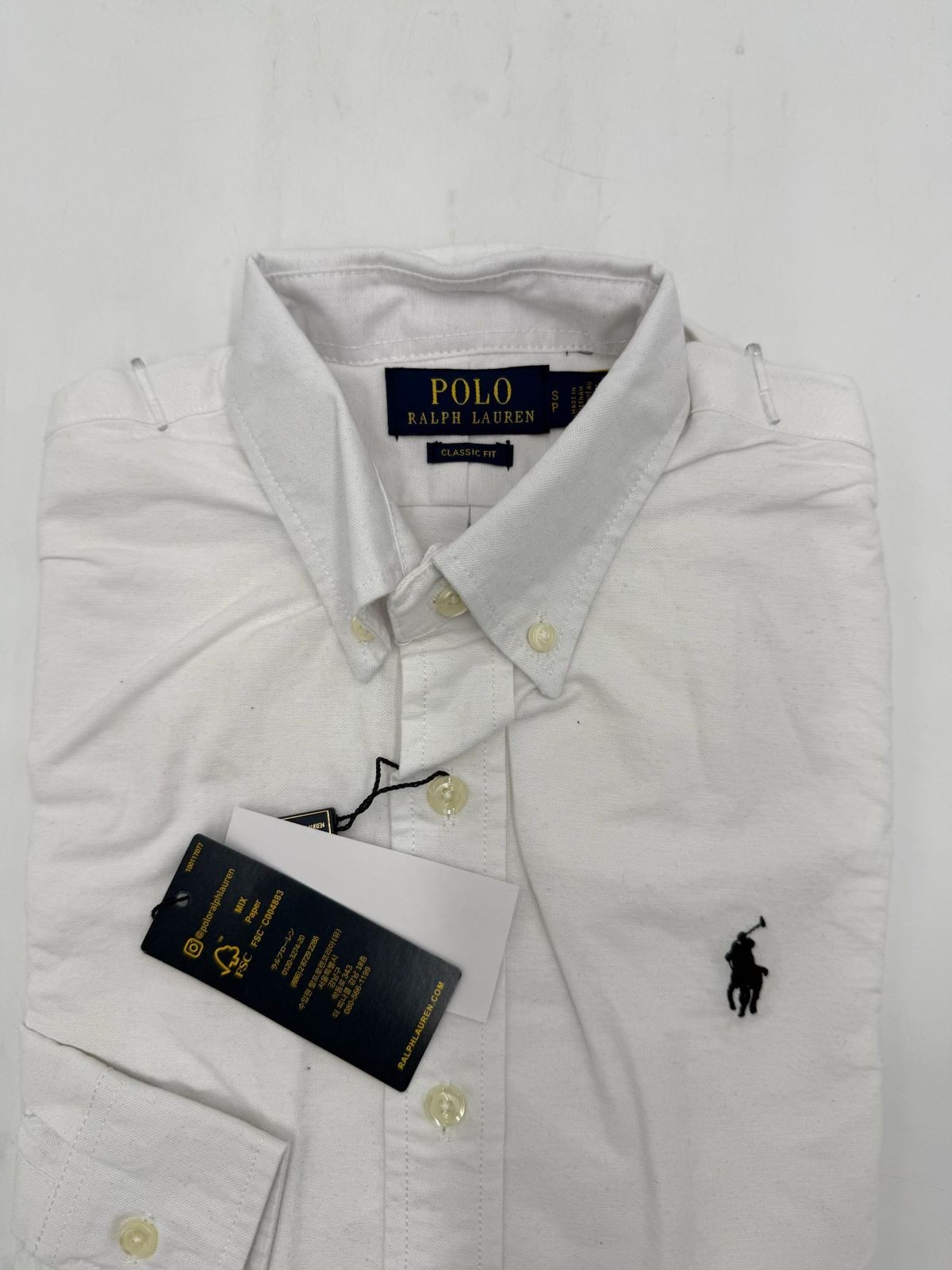 Polo Ralph Lauren White Oxford Shirt Black logo Classic Fit All Sizes Brand New