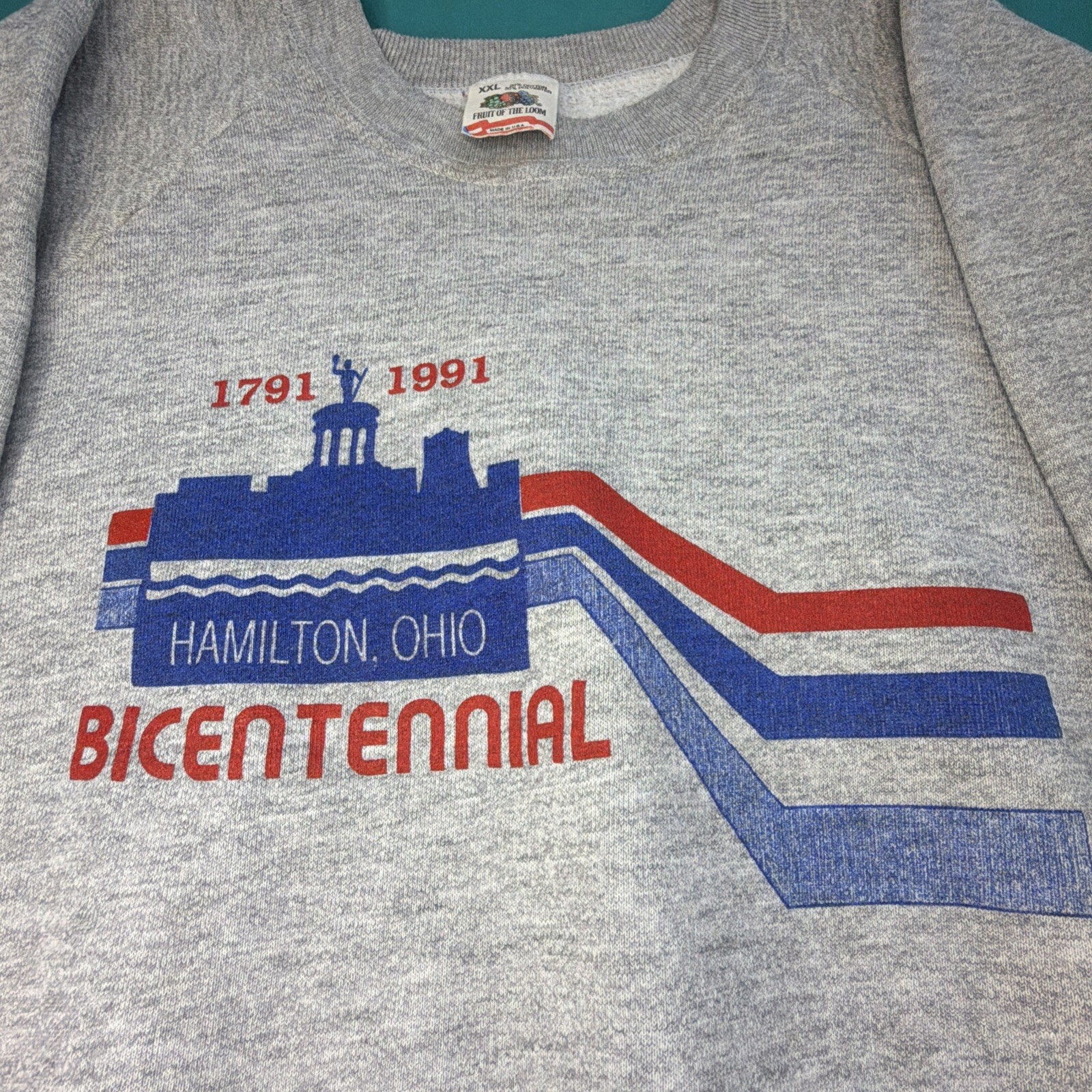 VINTAGE 1990’s Cincinnati OHIO Hamilton CREWNECK SWEATSHIRT 2XL Bicentennial