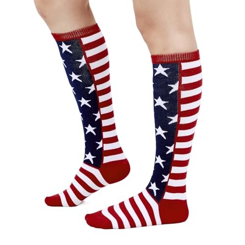 Striped Knee High Socks for Women Athletic Running One Size American Stars