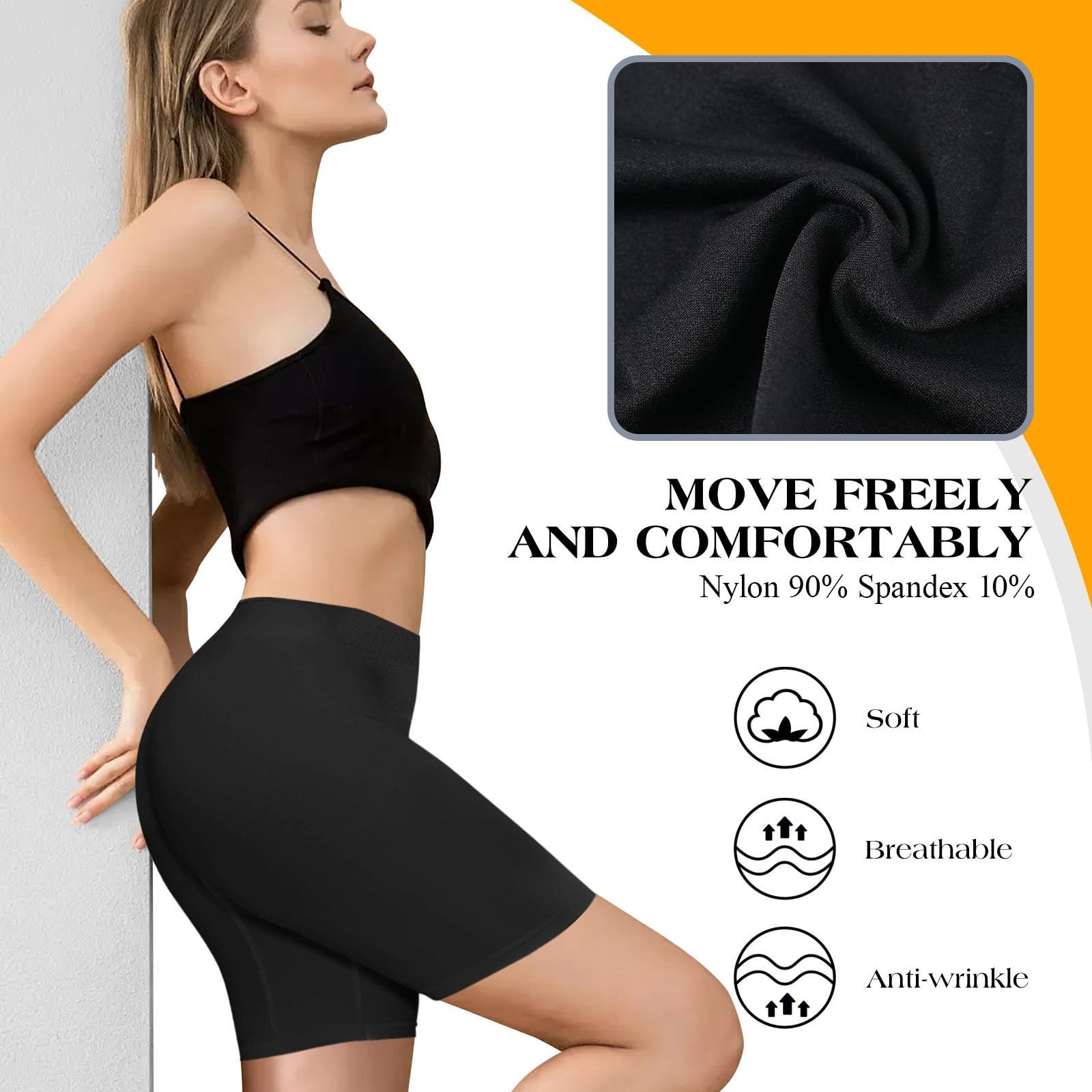 ZENUTA 4 Pack Slip Shorts for Women XX-Large, 4pcs Black White Nude Pink
