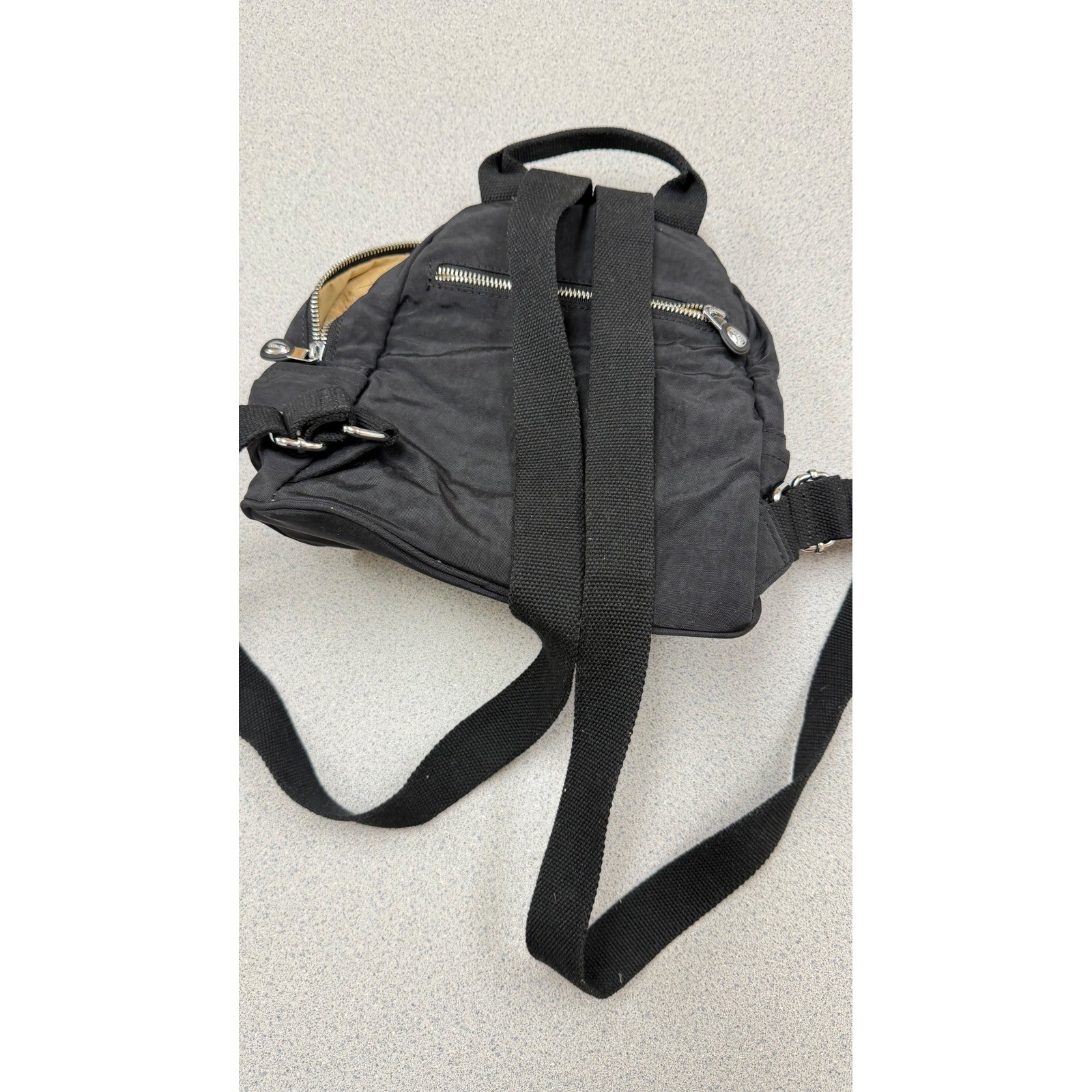Lily & Drew Mini Backpack Black Nylon Small Travel Bag Adjustable Straps