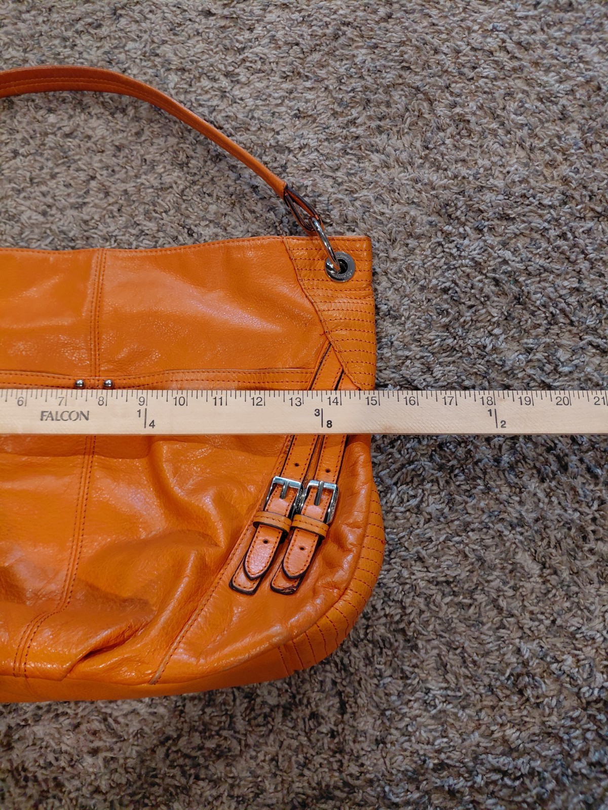 B MAKOWSKY citrus Orange Leather Hobo Bag EUC