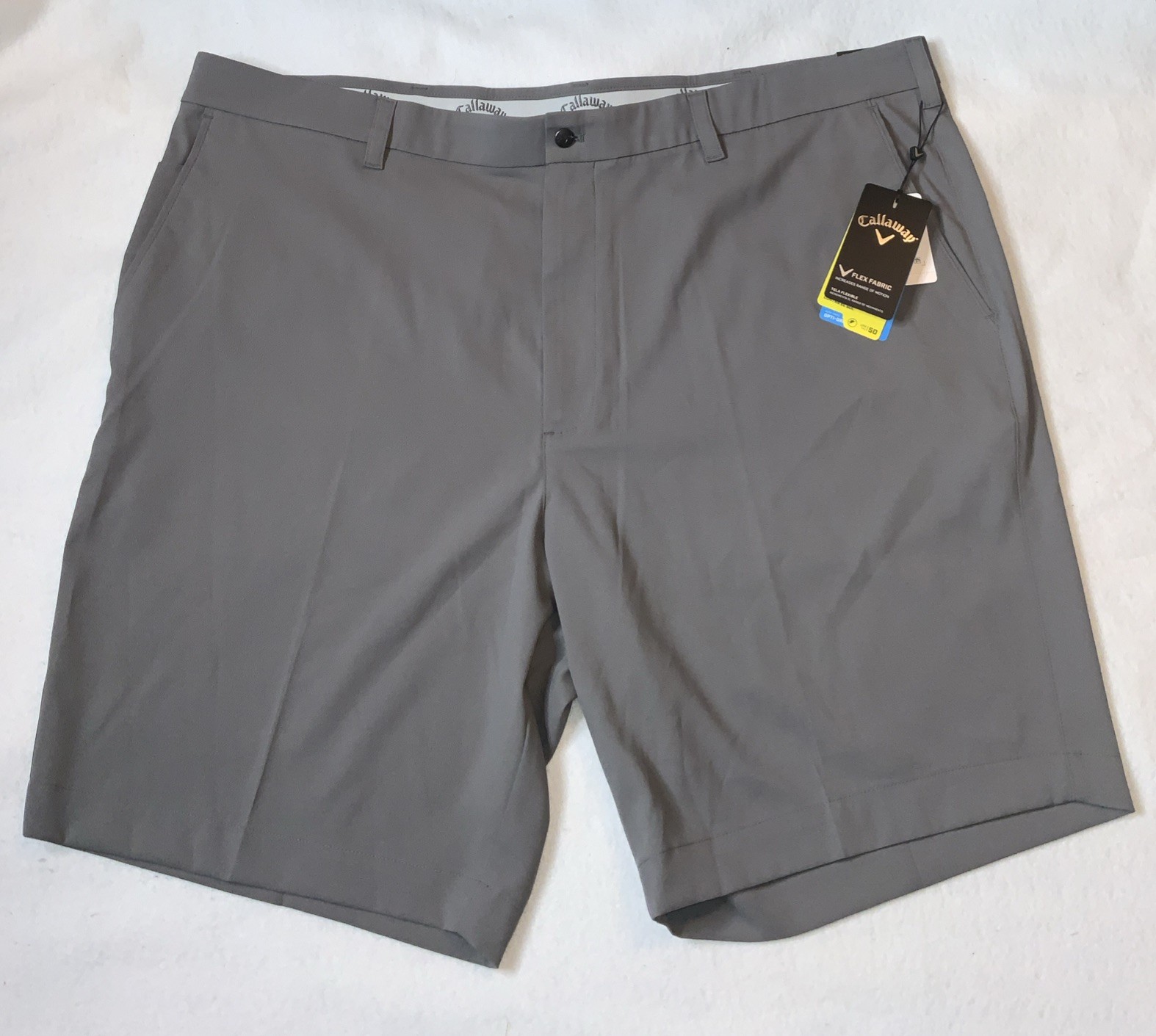Callaway Men Stretch Flex Fabric Opti-Dri Quiet Shade Grey UPF 50 Shorts Sz 46B