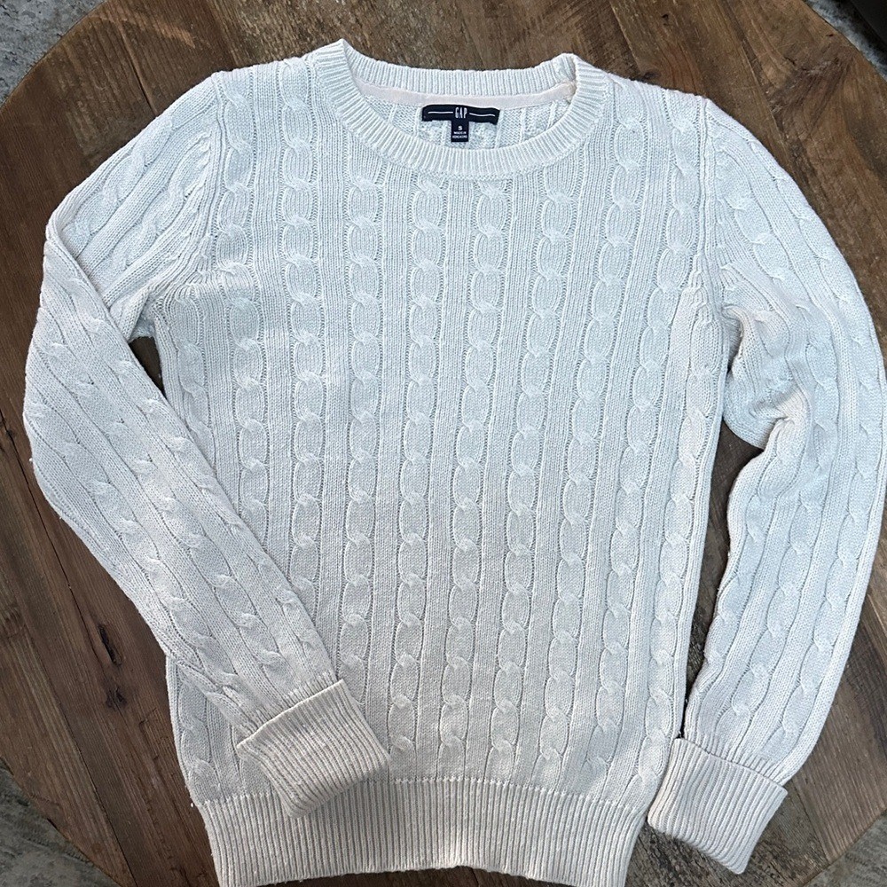 Gap Cable Knit Sweater Cream Off White Angora Blend Small