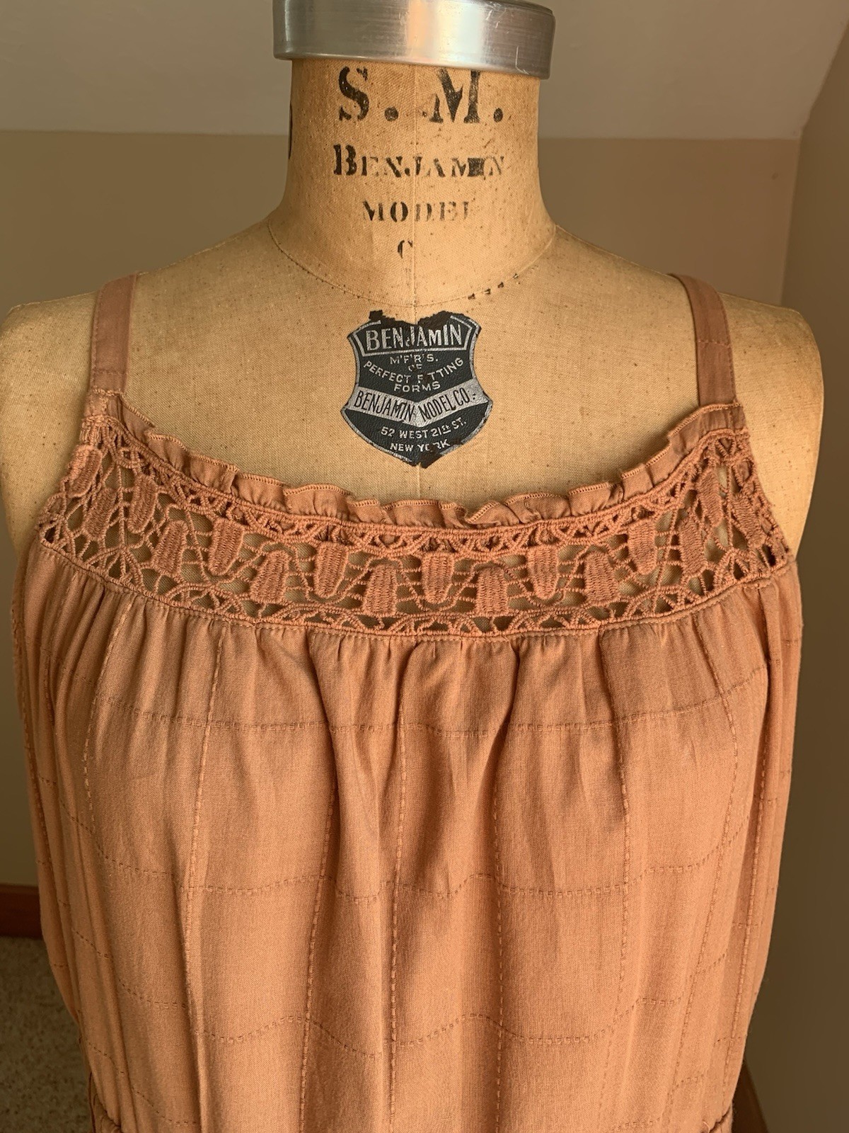 Torrid NWT Terracotta Brown Cotton Maxi Dress 12T Tall Boho Crochet Lace Pockets