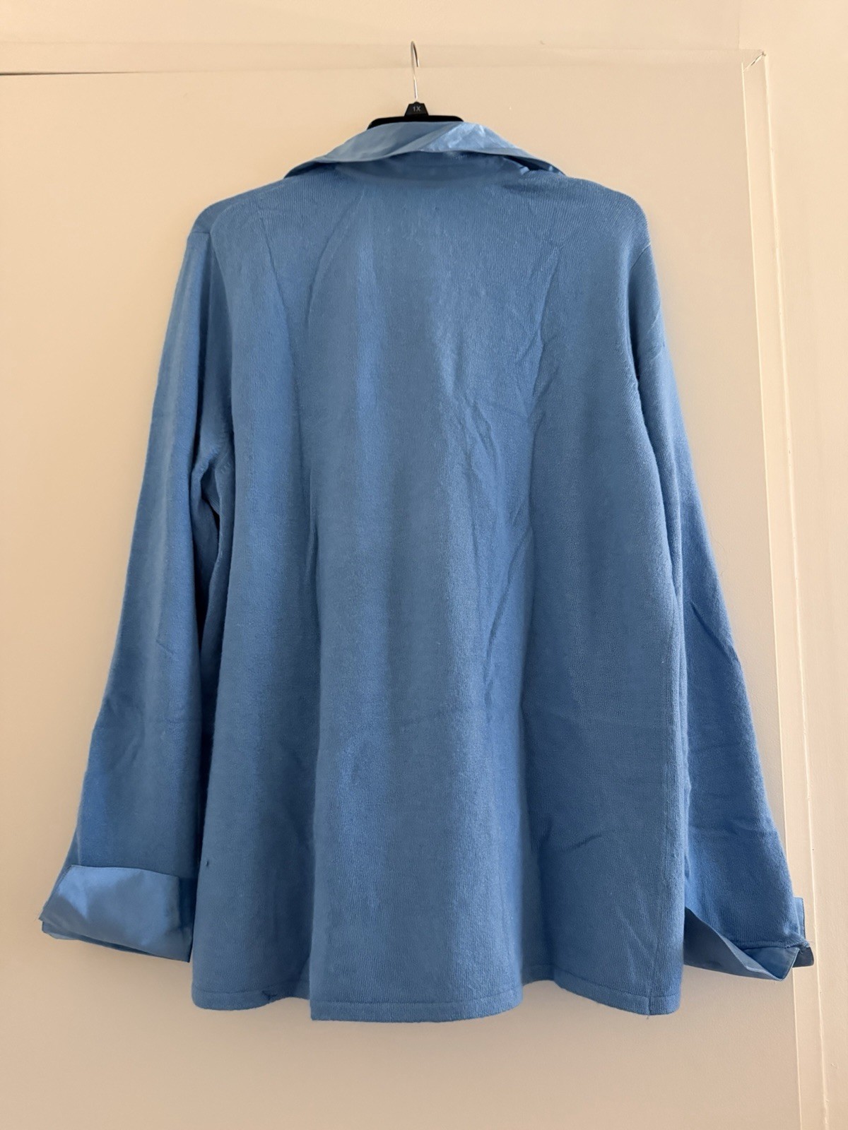 INC International Concepts 1X Blue Collared Knit Sweater Top Long Sleeve Plus