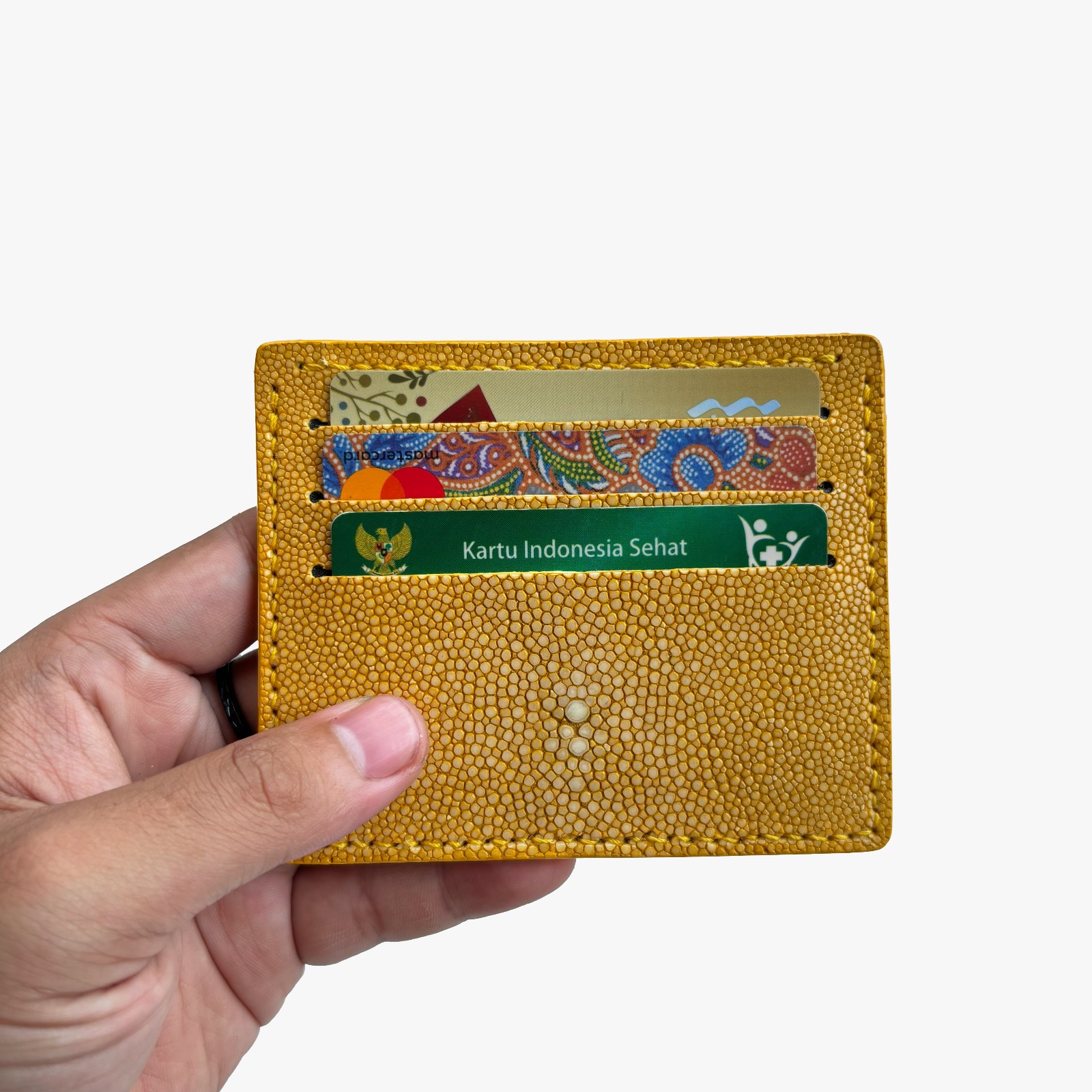 New Real Genuine Leather Minimalis Card Wallet Slim Yellow Multi Card Holder