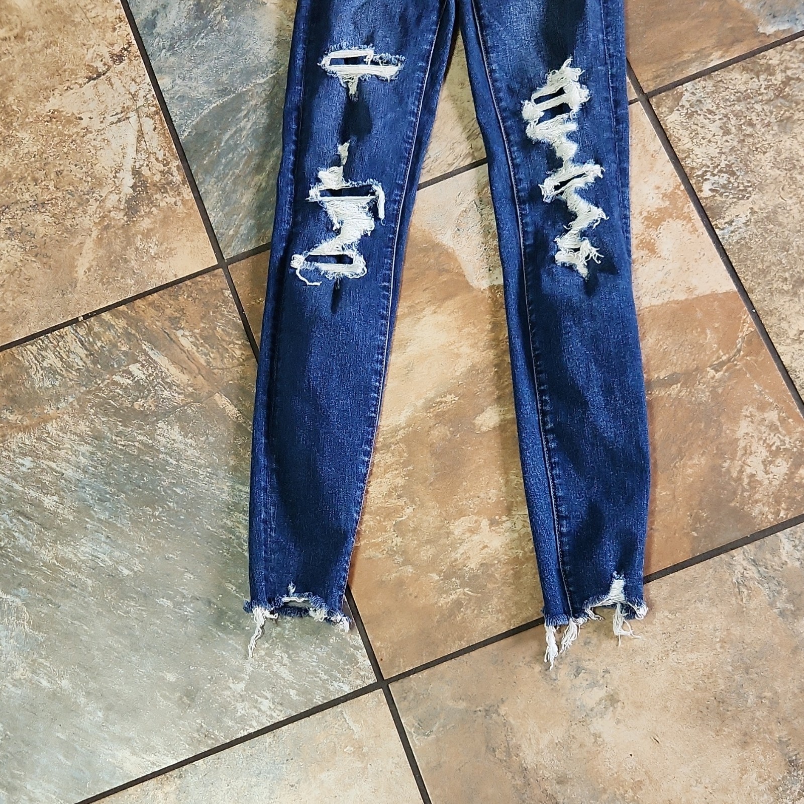 American Eagle Ne(x)t Level Stretch Dark Wash Distressed High Rise Skinny Jeans