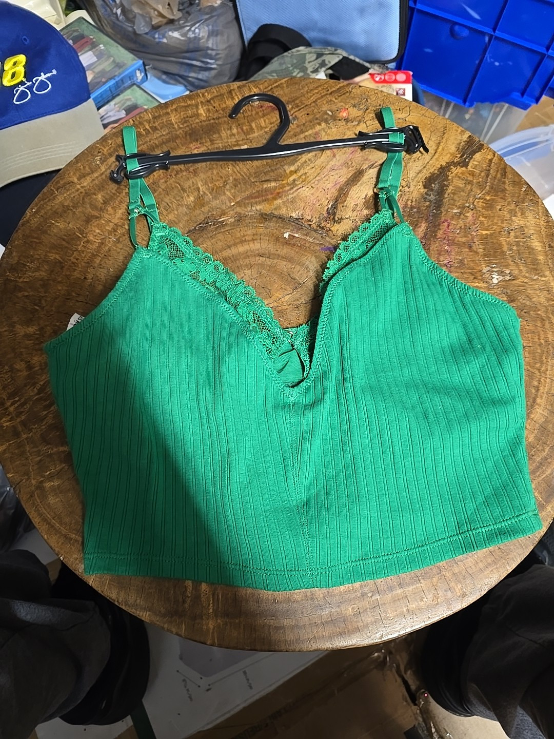 Aerie Bralette Green With Gold Accents 13.5 In Wide 9 In Length Lace Bra Inside