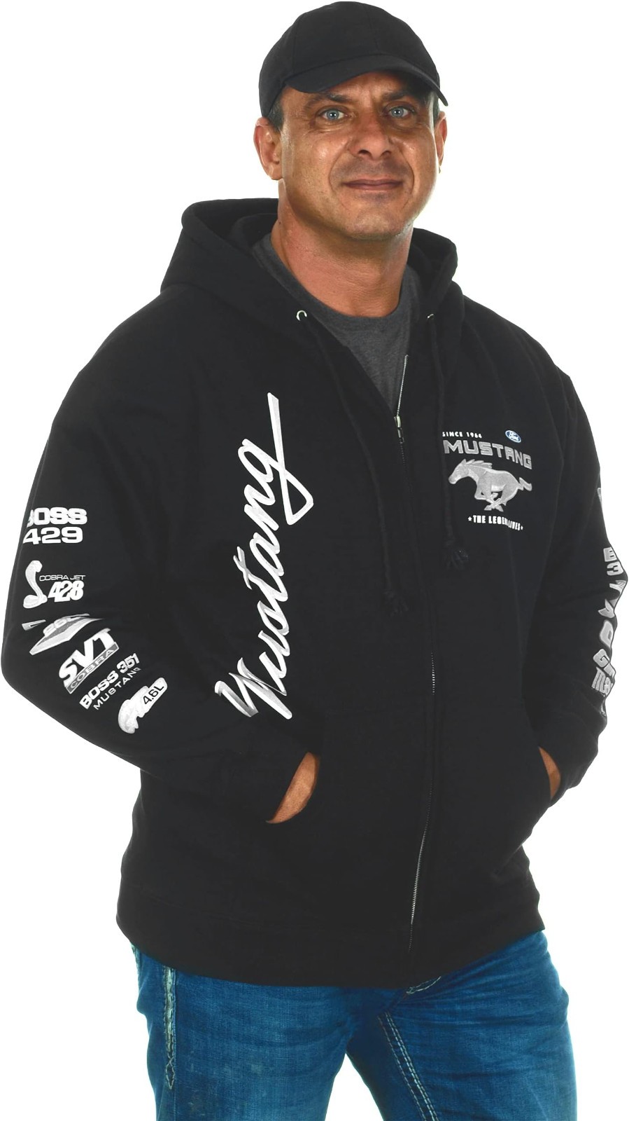 JH Design Ford Mustang Hoodie Men’s Black Licensed Sweatshirt