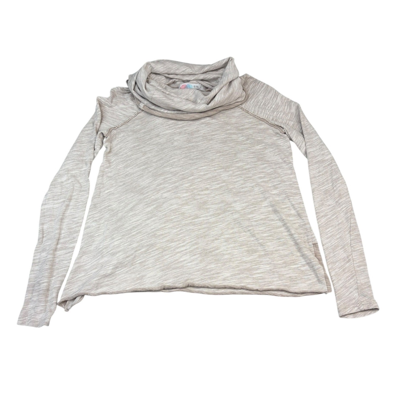Free People FP Beach Womens Cowl Neck Pullover Top Tan O/S Lightweight Boho