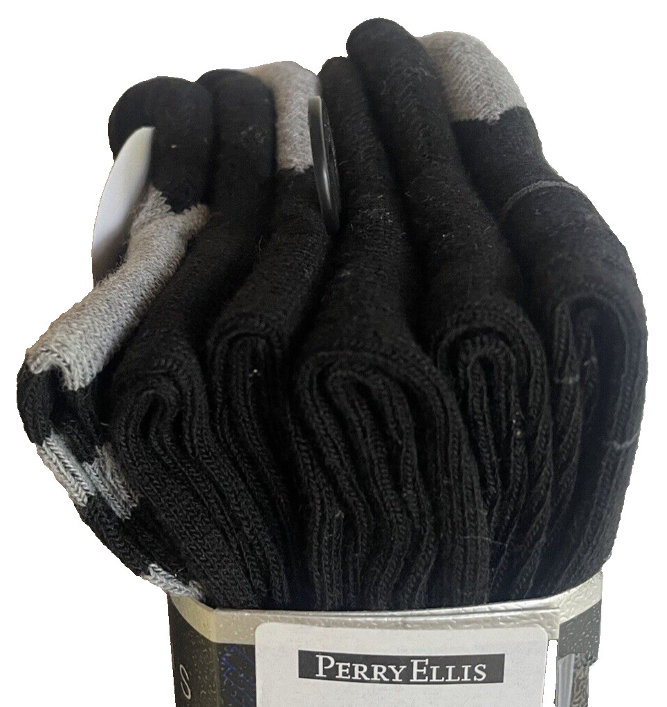6 Pairs PERRY ELLIS BLACK Men’s PORTFOLIO CREW Socks Shoe Size 7-12 $30 MSRP