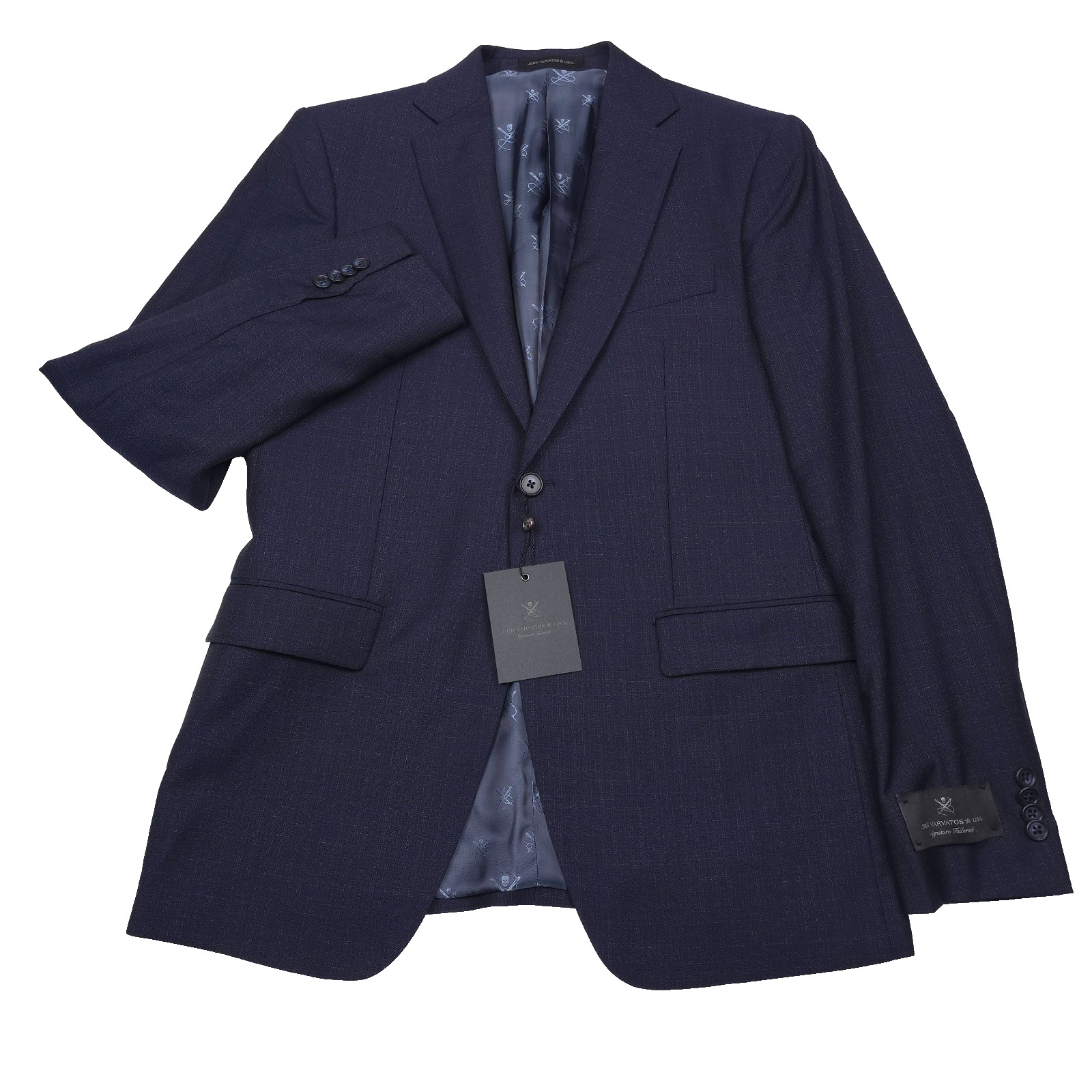 John Varvatos Bleecker Suit Jacket Mens 40R Blue Melange Reda Wool Super 110s