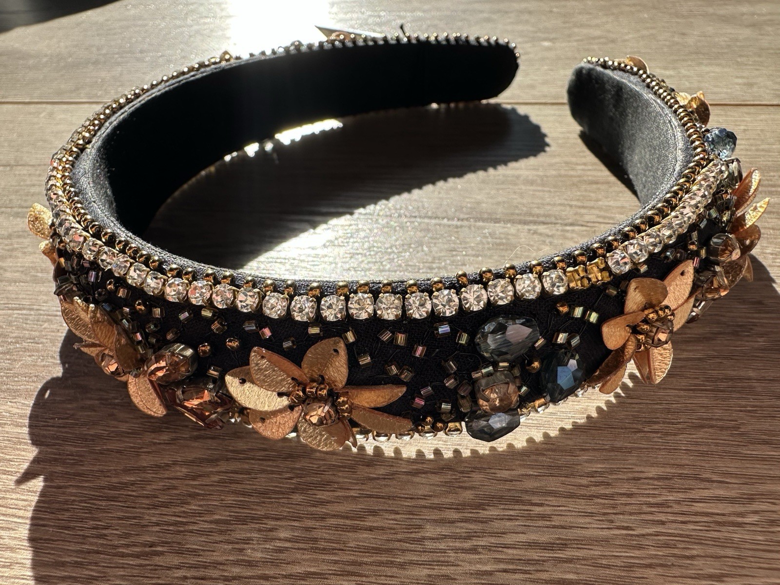 L. Erickson France Luxe Beaded Flower Crystal Beads Headband New