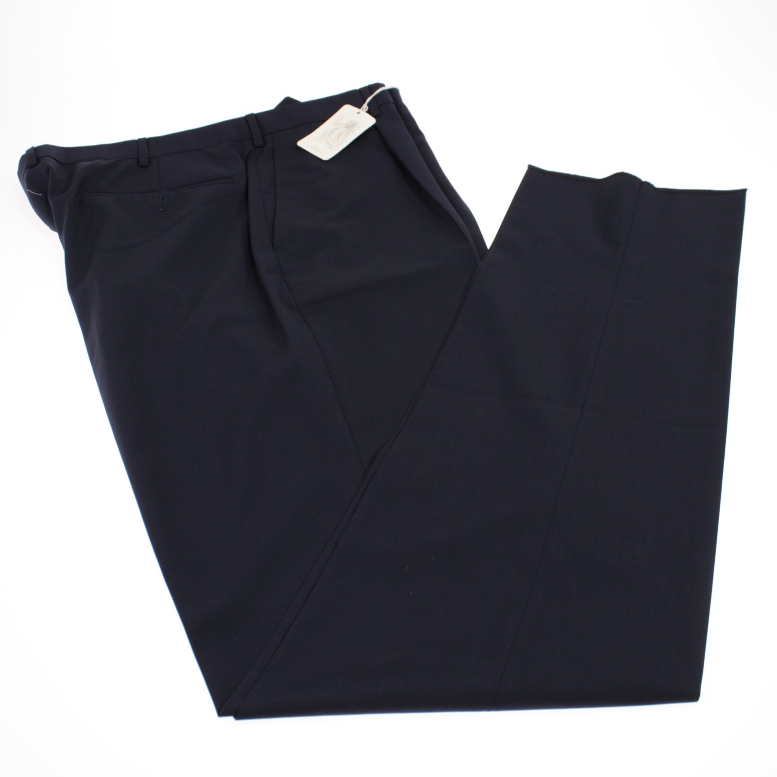 Belvest NWT Pleated Dress Pants Size 58 42 US Solid Blue 100% Wool