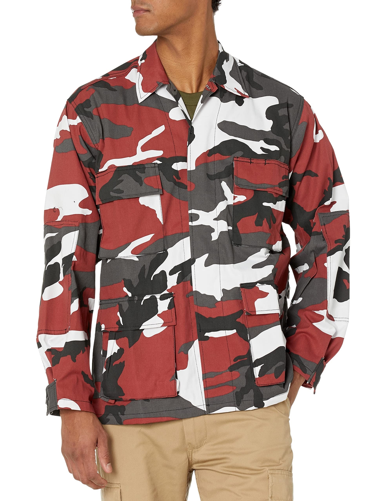 BACKBONE Mens Army Military Battle Dress Uniform BDU Camouflage Top Jacket Shirt